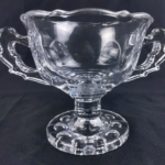Vintage 5" Crystal Glass Footed Candy / Nuts / Sugar Cube Compote Dish w/Handles