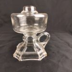 VTG 5" Art Deco Glass Kerosene Oil Lamp Body Chamberstick Finger Loop Octagonal