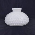 VTG White Glass Hobnail Hurricane Lamp Shade White 9 3/4" Fitter Base Flat Top