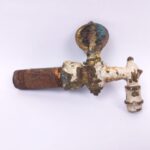 Antique Gas Lamp Fitting Brass Fleur-de-lis Valve Shut Off Ornate Embossed