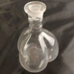 8" Trefoil Clover Pumpkin Squash Clear Glass Potion Bottle Flask Decanter Tri