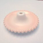 VTG Wht. Milk Glass Pink Accent Paint Hobnail Boudoir Lamp Base Replacement Part