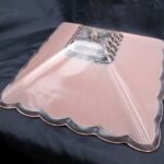 Vintage Art Deco 11.5" Pink Glass Pyramid Ceiling Lamp Light Shade Ribbed Ruffle