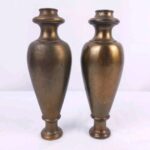 VTG 7.5" Pair 2 Cast White/Pot Metal Bronze/Brass-Toned Lamp Body Spacers Vase