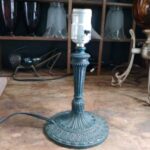 VTG/Antique 9" Ornate Cast Metal Lamp Small Nightstand Boudoir Floral Geometric