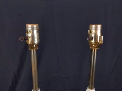 VTG 26" Set/Pair 2 Stiffel Hollywood Regency White/Gold Metal Table Lamps 1960s - Image 12