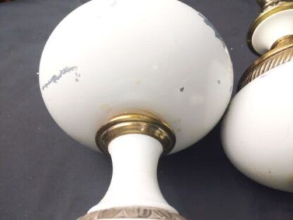 VTG 26" Set/Pair 2 Stiffel Hollywood Regency White/Gold Metal Table Lamps 1960s - Image 22