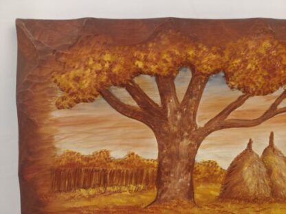 Robert Daugherty Signed Wood Carving Painting Ozark Folk Art Farm Barn Autumn - Image 8