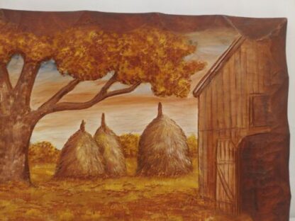 Robert Daugherty Signed Wood Carving Painting Ozark Folk Art Farm Barn Autumn - Image 9