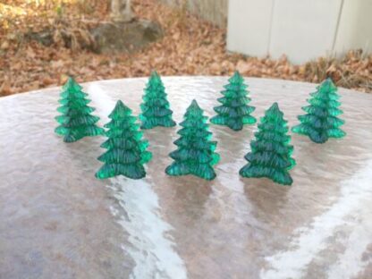 7 Translucent Green Plastic Christmas Pine Tree Decoration 2.5" INCH Transparent