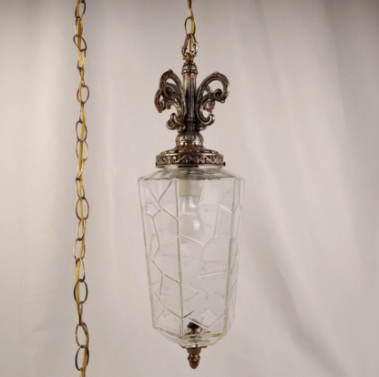 VTG 22" EF & EF Industries Swag Lamp Clear Glass Icicle Hollywood Regency Winter