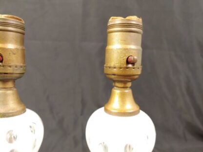 VTG Set of Fenton Coin Dot White Milk Glass Lamps 11" Nightstand Boudoir Pair - Image 7