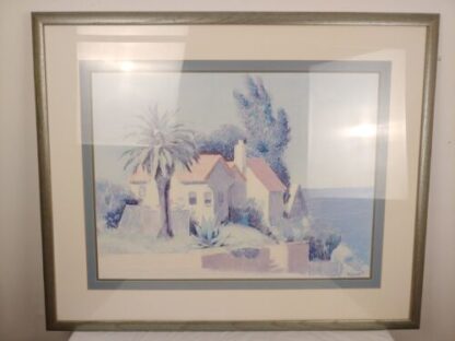 36"x29" William Buffett "Beach House" Framed Print Pastel Palm Trees California