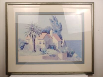 36"x29" William Buffett "Beach House" Framed Print Pastel Palm Trees California - Image 2