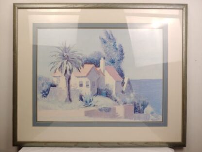 36"x29" William Buffett "Beach House" Framed Print Pastel Palm Trees California - Image 3