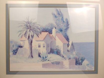 36"x29" William Buffett "Beach House" Framed Print Pastel Palm Trees California - Image 8