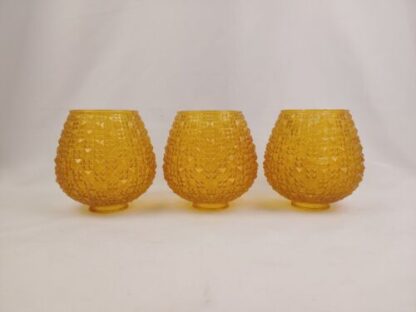 VTG Set of 3 Tension Pole Glass Shades 2-1/8" Fitter MCM Amber Orange Flashed