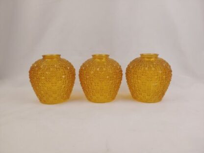 VTG Set of 3 Tension Pole Glass Shades 2-1/8" Fitter MCM Amber Orange Flashed - Image 2