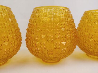 VTG Set of 3 Tension Pole Glass Shades 2-1/8" Fitter MCM Amber Orange Flashed - Image 4