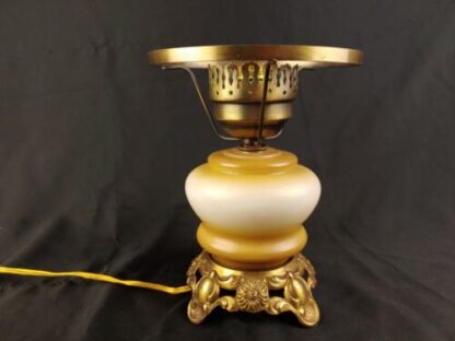 Vintage Electric Hurricane Lamp GWTW 9" Ornate Gold Floral Handpainted 7" Fitter - Image 11