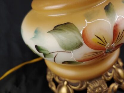 Vintage Electric Hurricane Lamp GWTW 9" Ornate Gold Floral Handpainted 7" Fitter - Image 7