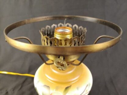 Vintage Electric Hurricane Lamp GWTW 9" Ornate Gold Floral Handpainted 7" Fitter - Image 9