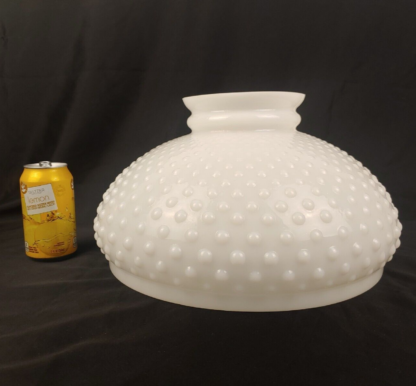 VTG 15" White Glass Hobnail Hurricane Shade GWTW Floor/Table Lamp 13.75" Fitter