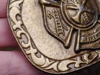 Vintage 1970s Fireman Ornate Bronze Belt Buckle Large 3.5" x 2.75" Fire Fighter - Image 10