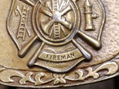 Vintage 1970s Fireman Ornate Bronze Belt Buckle Large 3.5" x 2.75" Fire Fighter - Image 8