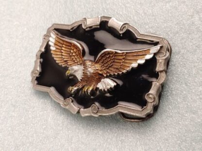 Vintage 1983 American Buckle Company Pewter Enameled Eagle Belt Buckle - Image 4