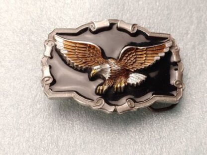 Vintage 1983 American Buckle Company Pewter Enameled Eagle Belt Buckle - Image 5