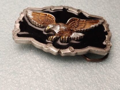 Vintage 1983 American Buckle Company Pewter Enameled Eagle Belt Buckle - Image 6