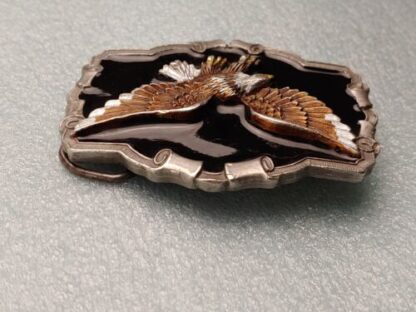 Vintage 1983 American Buckle Company Pewter Enameled Eagle Belt Buckle - Image 7