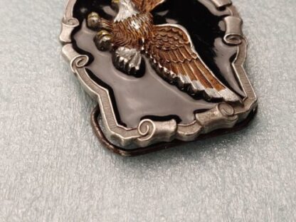 Vintage 1983 American Buckle Company Pewter Enameled Eagle Belt Buckle - Image 9