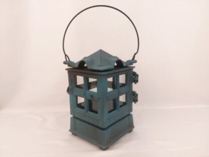 Vintage 1988 John Wright Green Cast Iron Hanging Indoor/Outdoor Lantern Candle