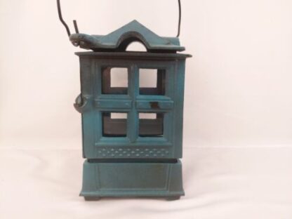 Vintage 1988 John Wright Green Cast Iron Hanging Indoor/Outdoor Lantern Candle - Image 10
