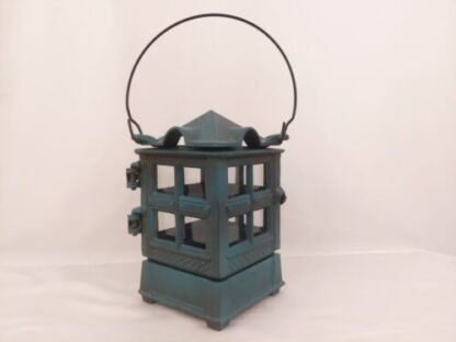 Vintage 1988 John Wright Green Cast Iron Hanging Indoor/Outdoor Lantern Candle - Image 15