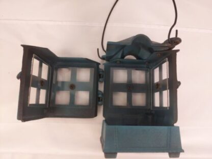 Vintage 1988 John Wright Green Cast Iron Hanging Indoor/Outdoor Lantern Candle - Image 16