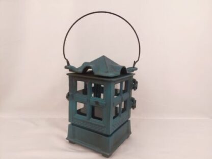 Vintage 1988 John Wright Green Cast Iron Hanging Indoor/Outdoor Lantern Candle - Image 19