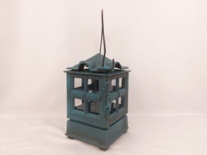Vintage 1988 John Wright Green Cast Iron Hanging Indoor/Outdoor Lantern Candle - Image 20