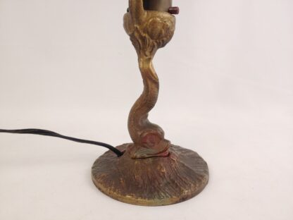 VTG/Antique ALADDIN Cast Iron Sandwich Glass Style Dolphin Koi Lamp Polychrome - Image 5