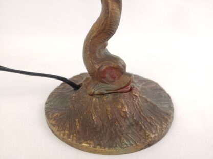 VTG/Antique ALADDIN Cast Iron Sandwich Glass Style Dolphin Koi Lamp Polychrome - Image 6