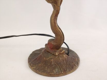 VTG/Antique ALADDIN Cast Iron Sandwich Glass Style Dolphin Koi Lamp Polychrome - Image 9