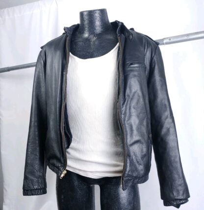 VTG 80s International Creations Raffaelo Black Leather Jacket Members Only Style