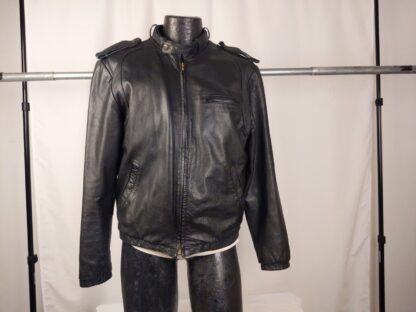 VTG 80s International Creations Raffaelo Black Leather Jacket Members Only Style - Image 3