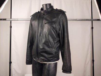 VTG 80s International Creations Raffaelo Black Leather Jacket Members Only Style - Image 4