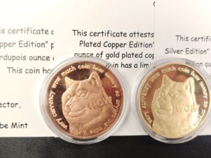 LOT 2021 Physical Dogecoin, Shibe Mint .999 Silver, Copper, 24k Gold Plate w/COA - Image 2