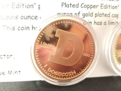 LOT 2021 Physical Dogecoin, Shibe Mint .999 Silver, Copper, 24k Gold Plate w/COA - Image 7