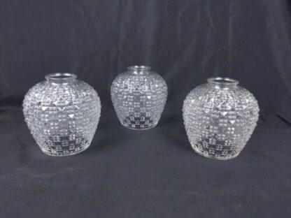 VTG MCM Set 3 Tension Pole Clear Glass Lamp Shade Replacement Globe 2-1/8 Fitter