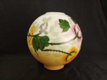 Vintage 9.5" Hand Painted Roses/Floral Parlor Banquet Lamp Globe Shade Gradient - Image 2